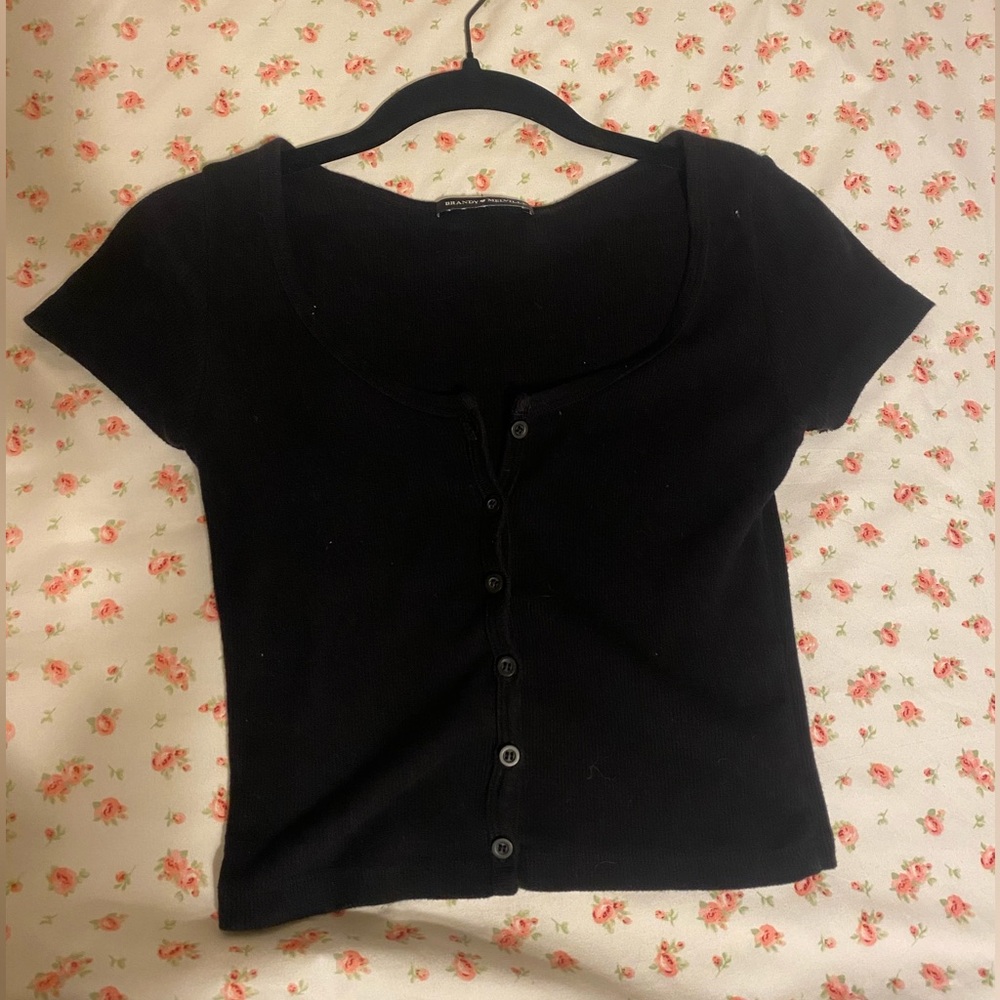 Brandy Melville, Black button top, cute crop top :)